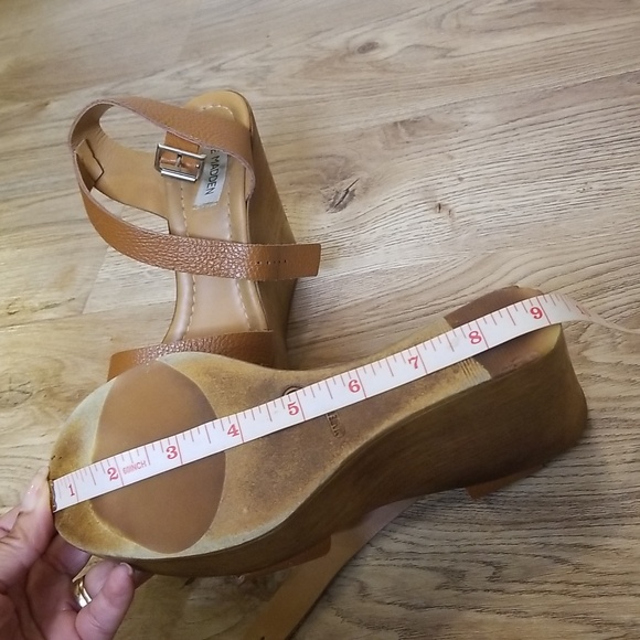Steve Madden Womens Belma Open Toe Brown Platform Leather Wedge Heels Size 9 - Picture 13 of 15